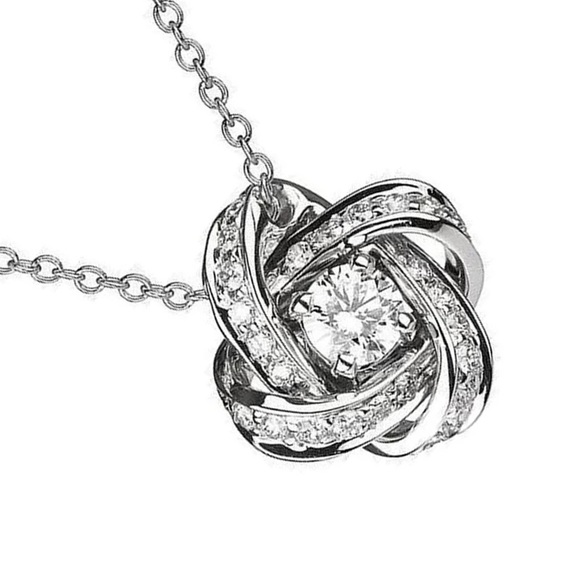 New 925 Silver Beautiful Flower Diamond Necklace - Picture 3 of 6